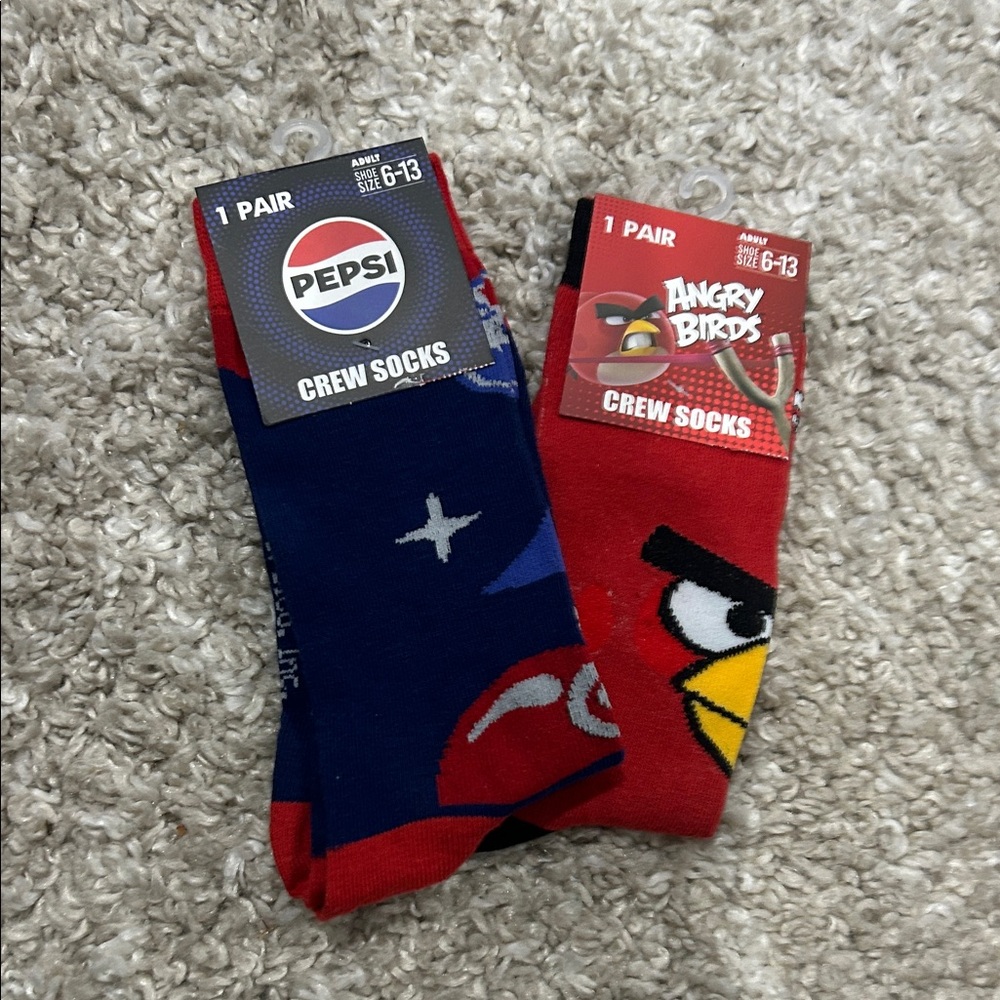 Pepsi and Angry Birds Crew Socks - Red and Blue